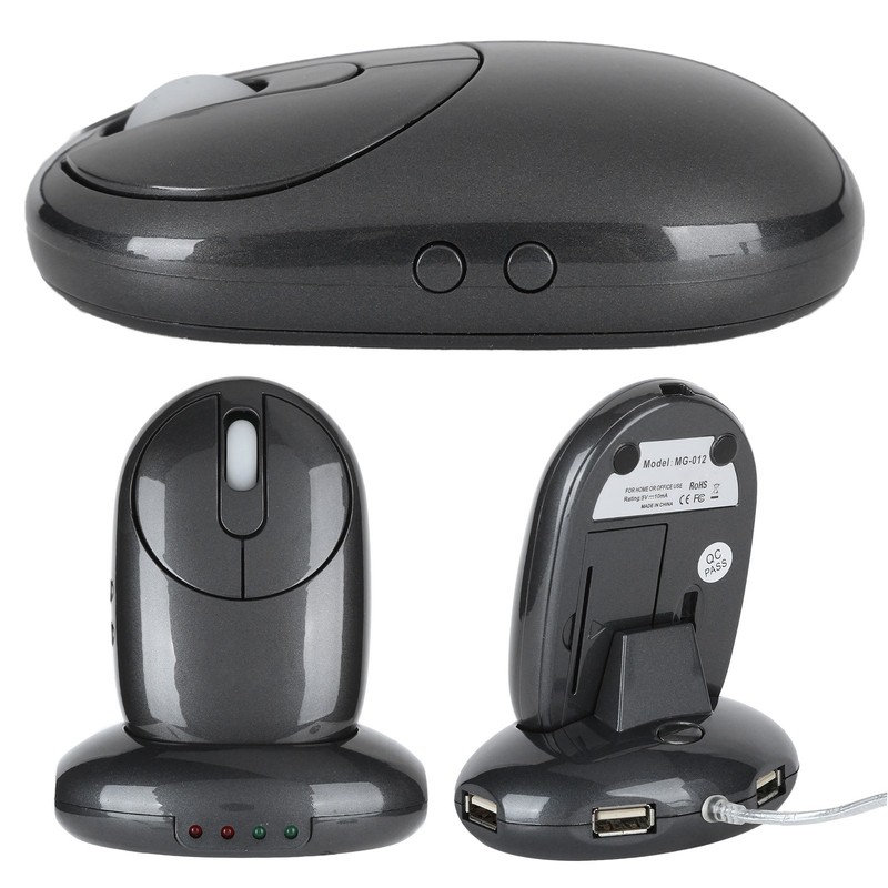 Wireless Mouse with Charging Base 4 Port USB Hub 5