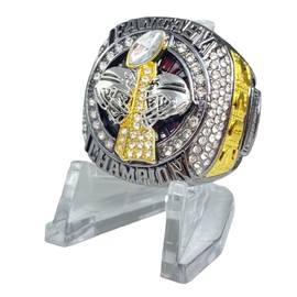 Legacy Rings 2024 Fantasy Football Championship Trophy Ring | Gunmetal and Gold Tone | Award for FFL Champion Size 11 (Subtle Red Stones)