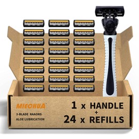 Maquinilla de afeitar de 3 hojas, cartuchos de recarga manuales de plástico antideslizantes para hombres, cuidado de limpieza facial reutilizable