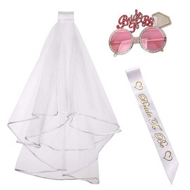 Bride to Be Veil Sash, White Bachelorette Veil Bridal Satin Sash Bridal Shower Engagement Favors Bachelorette Party Supplies Gift for Women