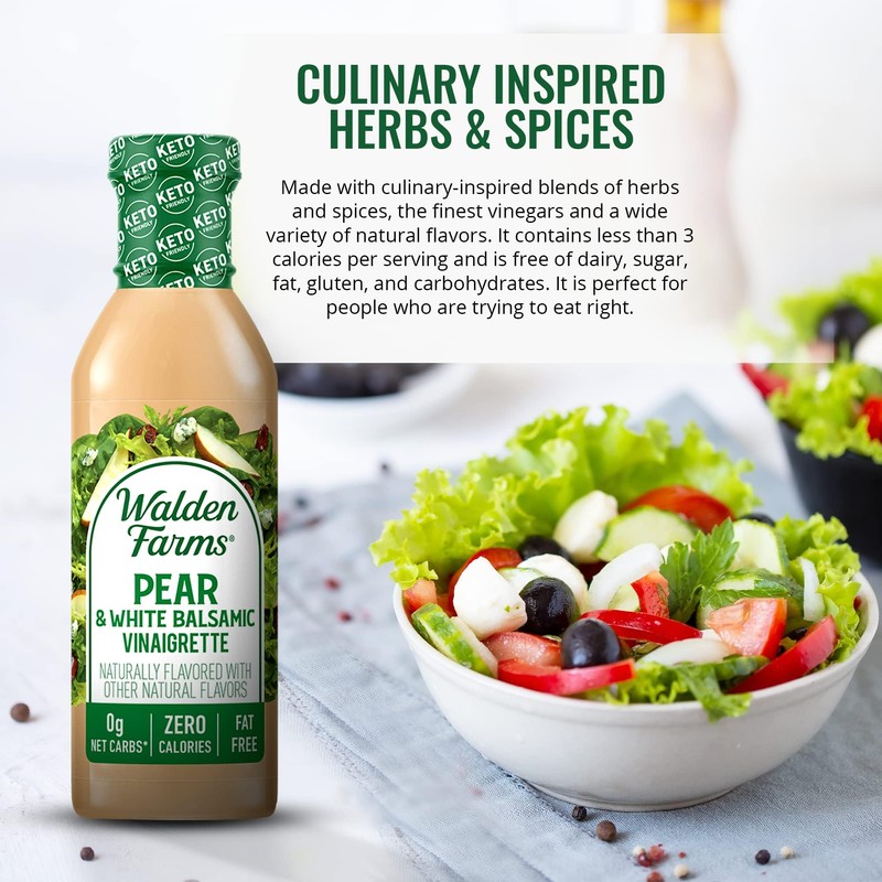 Walden Farms Pear & White Balsamic Vinaigrette Salad Dressing 12Oz