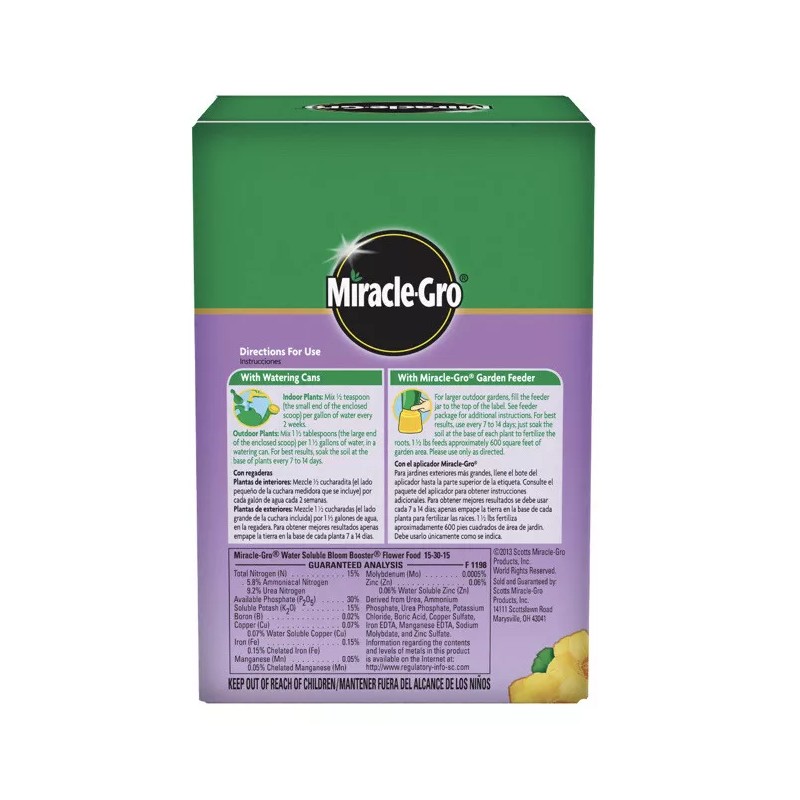 Miracle-Gro Water Soluble Bloom Booster Flower Food, 1.5 lb., For