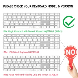 Silicone Keyboard Cover for Apple Magic Keyboard with Numeric Keypad MQ052LL/A (A1843) US Layout Ultra Thin Protector Skin (for Magic Keyboard (MQ052LL/A), Black)