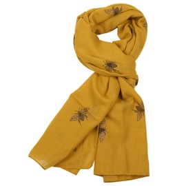 Ladies Girls Women's Glitter Bumble Bees Scarves Wraps Shawl Soft Scarf (Mustard)