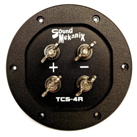 Sound Mekanix Round Subwoofer Speaker Box Terminal Cup, DUAL Input - TCS-4R Black