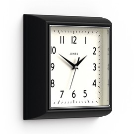 JONES CLOCKS® Mustard Wall Clock | Square Retro Clock | 10 inch | Pale Blue | Diner Style | Perfect for Kitchen. Living Room or Office