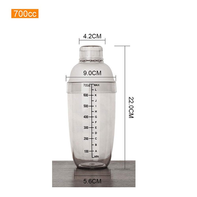 700CC/24oz Transparent Cocktail Shaker Plastic Resin Detachable Milk Tea Pot