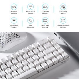 RK ROYAL KLUDGE RK68 Wireless Hot Swappable 65% Mechanical Keyboard, 68 Keys Compact BT5.0 Gaming Keyboard with Stand-Alone Arrow/Control Keys, Tactile Brown Switch