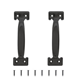 SUMBIN 2Pcs 6-1/2” Metal Door Handles Door Handle Vintage barn Door Handles for Furniture Cabinets Kitchen Drawer Dresser Gate in Black Finish