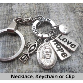 Chiara Luce Badano Keychain, Clip or Necklace. Divine Messenger, Hope, Love, Faith. Lovely Italian Holy Medal and Charms. Customize with Initial and or Birthstone Crystal. Unisex Gift.