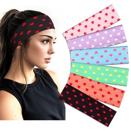 Heart Headbands for Women Elastic Non Slip Valentines Day Headbands