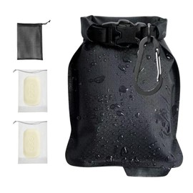 Travel Soap Container Bag Case, Shampoo Bar Travel Case, Portable Soap Holder Bag with Mesh Pouch Shower Friendly Reusable Soap Box for Camping & Gym, Includes 2 Free Foaming Nets (Dual Pack)