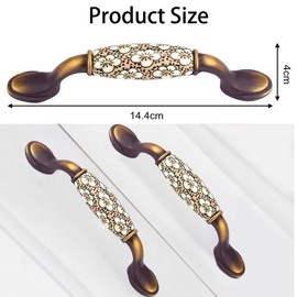 Vulevirtue Pack of 2 Vintage Floral Pattern Cabinet Handles, Floral Pattern Door Handles, Ceramic Cabinet Handles, Cupboard Drawer Push Handle with Screws, for Kitchen Drawer Cupboards Door (144 x 40