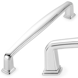 KOOFIZO Square Foot Cabinet Arch Pull - Chrome Furniture Handle, 5 Inch/128mm Screw Spacing, 10-Pack for Kitchen Cupboard Door, Bedroom Dresser Drawer, Bathroom Furniture Hardware