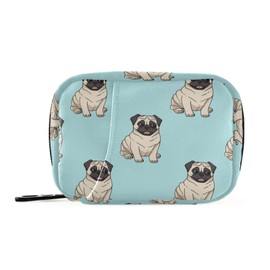 Moyyo Cute Pugs Weekly Pill Organiser 7 Day Pill Box with Bag, Multiple Pockets Travel Pill Boxes Tablet Box Portable Daily Medication Organizer Dosette Box for Vitamin Supplement