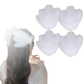 White Feather Hair Clip Pearl Ballet Style Hair Pins Accessories 4 Pcs White Swan Bride Wedding Birthday Christmas Party Stage Performance Headpiece