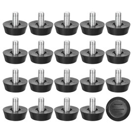 uxcell Adjustable Furniture Levelers, 20Pcs M6x10x23mm Furniture Leveling Leg Screw in Threaded Furniture Glide Leveling for Table, Chair, Furniture Legs, Black