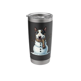 Bull Terrier Dog Snowman Scarf Christmas Womens Mens Kids Stainless Steel Insulated Tumbler