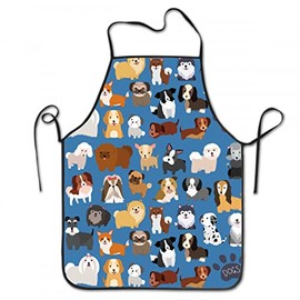 Cafl Cute Dog Apron for Men Women,Cartoon Puppy Aprons Waterproof Suitable for Home Kitchen Cooking Waitress Chef Grill Bistro Baking BBQ