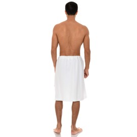 TowelSelections Mens Waffle Shower Wrap Spa Bath Wrap Gym Cover-up Small/Medium White