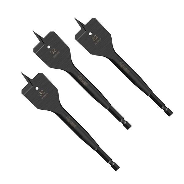 3 x SabreCut SCRIW32_3 32mm x 152mm Impact Rated Flat Wood Spade Bits Compatible with Bosch Dewalt Makita Milwaukee and Many Others