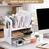 LALOBLUE Acrylic Desk Organizer with Drawer and Vertical File Holder,
