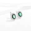WOVEE Earrings Oval Stud Earrings AAA Zirconia Green Elliptical Glitter