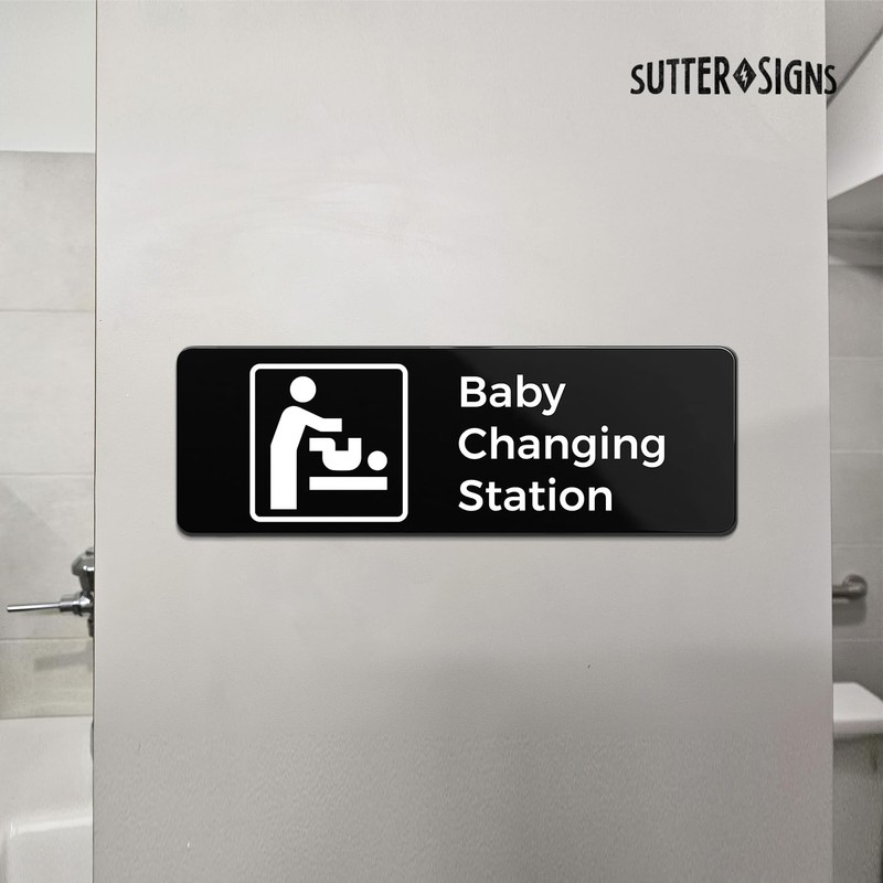 Baby Changing Station Sign, Durable ABS Plastic with Full Adhesive