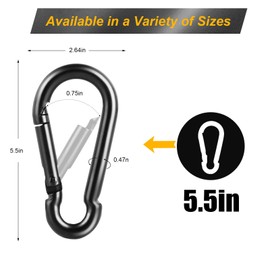 2Pcs 5.5In Spring Snap Hooks 1000LBS Capacity, Large Carabiner Clip, Heavy Duty Rope Connector, Quick Link Carabiners for Camping, Fishing, Swing, Hammock, Weight Lifting Machine, Home Gym Equipment
