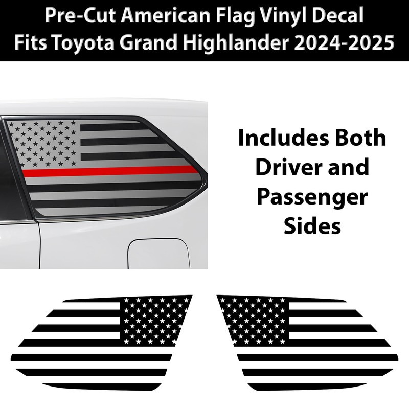 BOGAR TECH DESIGNS Precut Quarter Window American Flag Vinyl Decal