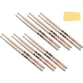 Vic Firth 2B American Classic Drum Sticks - 6 Pairs with Austin Bazaar Polishing Cloth