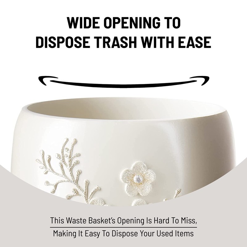 Popular Bath Bloomfield Resin Beige Trash Can, 13" L x