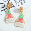 Beaded Tequila Earrings for Women, Champagne Wine Bottle Dangle Earrings,