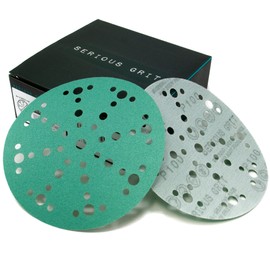 Serious Grit - 6-Inch 49-Hole 100 Grit Sanding Discs - Heavy-Duty Hook & Loop Film Discs - Sandpaper for Random Orbital Sanders - 50 Pack Box