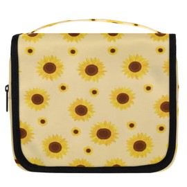 Eizlang Sunflower Hanging Toiletry Bag,Travel Waterproof Cosmetic Bags with Hook Pockets,Portable Large Organizer Makeup Bag for Bathroom Accessories Gifts