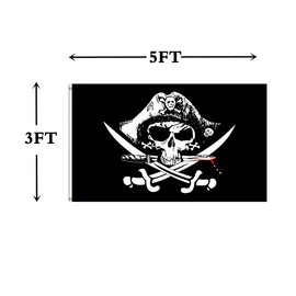 Masquita Pirate Flag Cross Knife Flags 3x5FT for Indoor Outdoor,Vivid Color Double-Stitched Edges,Jolly Roger Pirate Flag Skull and Crossbones Flag with 2 Brass Grommets. (07)