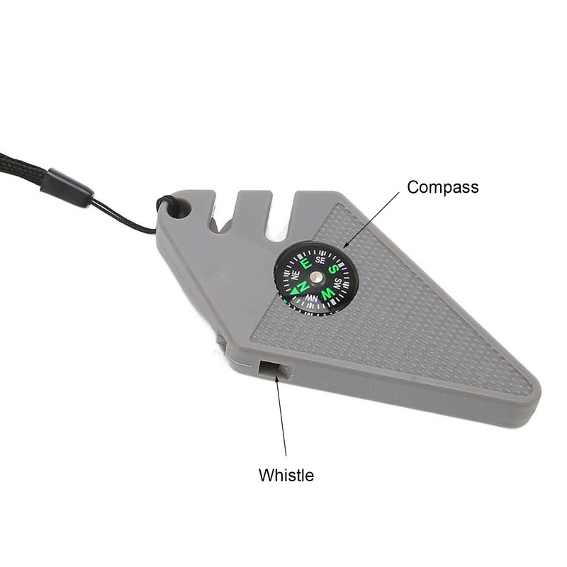 2PCS 6 in 1 Outdoor Knife Sharpener with Compass Survival