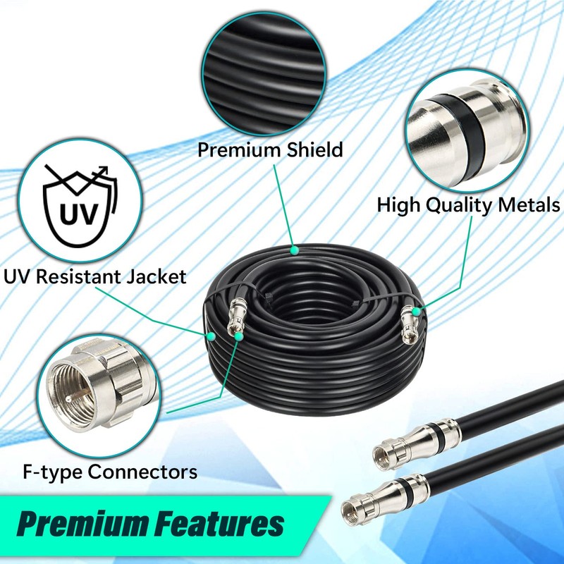 MOOKEERF RG11 Coaxial Cable 10ft F Type Cable,Low Loss RG11