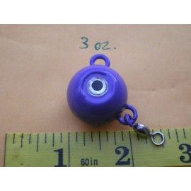 Unbranded 16 PCS. FLUKE EAR BALL JIGS PURPLE W/SILVER EYE/#3 SWIVEL 3,2,1-1/2,1 OZ. 4 EA.