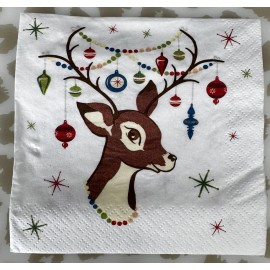 Plaid 2 Christmas Vintage Deer Cocktail Napkins Decoupage