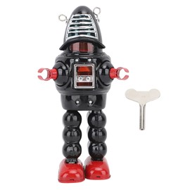 Metal Fencing Robot Adult Clockwork Walking Figurine Toy for Collection Birthday Holiday Gift Black