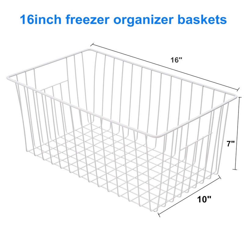 16inch Freezer Wire Storage Organizer Baskets, Household Refrigerator Bins with