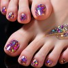 Rainbow Polka Dot Press on Toenails Short Square Fake Toe