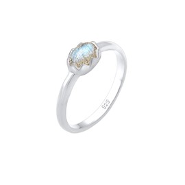 Elli Women's Vintage Look Basic Ring with Labradorite Gemstone in 925 Sterling Silver, Sterling Silver, Labradorite