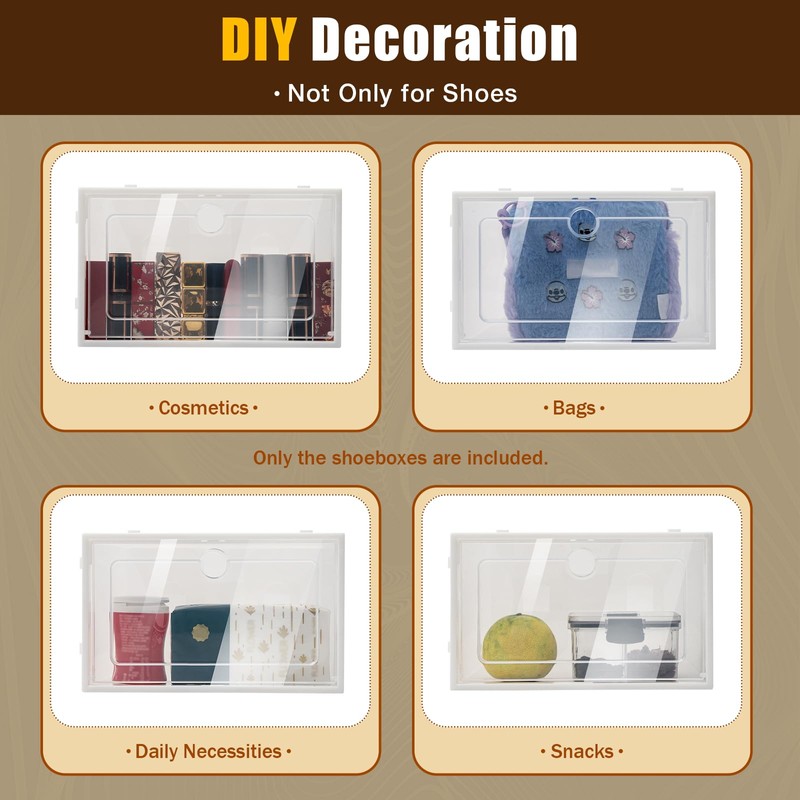 Gdrasuya10 24 Plastic Stackable Shoe Box Set Foldable Storage Organizer