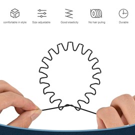 Eduftis 2Pcs Metal Head Bands for Women's Hair, Spring Wave Non Slip Mens Head Band, Unisex Black Simple Fashion Hair Bands, Outdoor Sports Hair Hoop