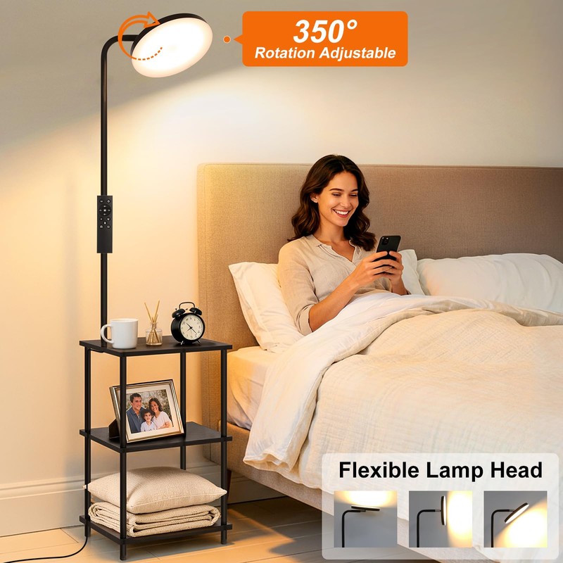 LED Floor Lamp with Table, 25W/3000LM Super Bright Floor Lamp