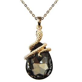Navachi 18ct Crystal Snake Pendant Necklace, 40,6 cm + 5 cm, Base metal, 18K gold plated, grey