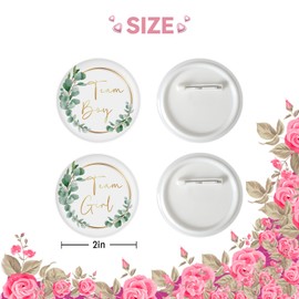 10 Pcs Eucalyptus Gender Reveal Button Pins, Team Boy Team Girl Badge Pins, Eucalyptus Boy or Girl Stain Brooch Button for Baby Shower/Gender Reveal Party Decorations