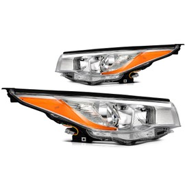 ROADFAR Headlight Assembly Pair Compatible with 2014-2016 For Toyota For Highlander Halogen 81170-0E180 81130-0E180 Chrome Housing clear lens